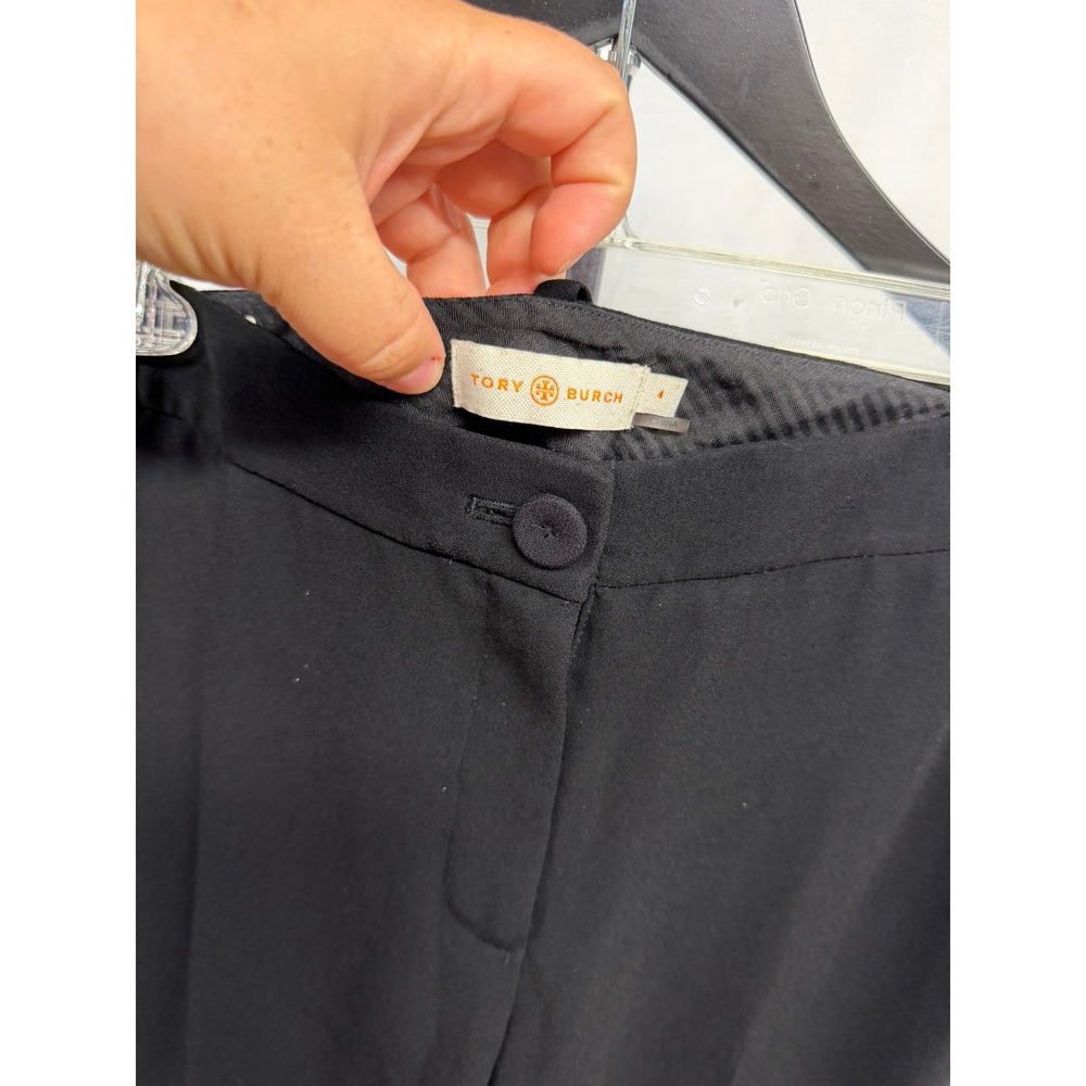 Tory Burch Women's Sz 4 Black Pleated Minimalist Business Career Twill Trousers - Picture 3 of 6